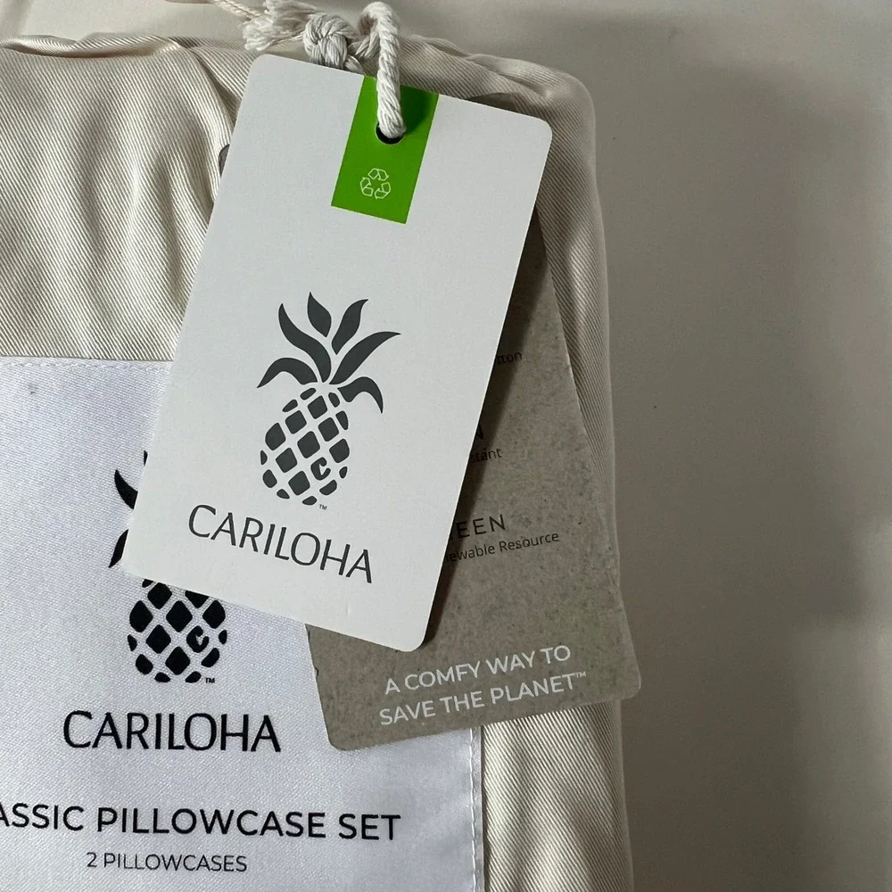Cariloha Classic Twill Pillowcase Set Ivory Standard Size NIP ViscosefromBamboo